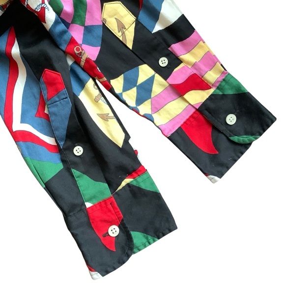 LAUREN RALPH LAUREN MULTI-COLOUR FLAG PRINT LONG SLEEVE BUTTON-UP SHIRT/ Size S - Picture 7 of 15